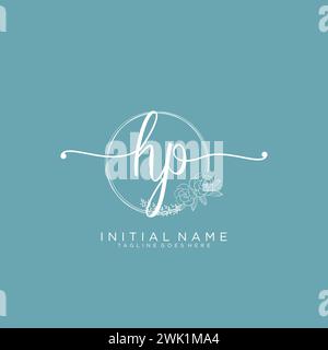 HP Initial handwriting logo with circle Stock Vector