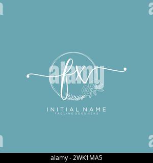 FX Initial handwriting logo with circle Stock Vector