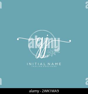 GJ Initial handwriting logo with circle Stock Vector