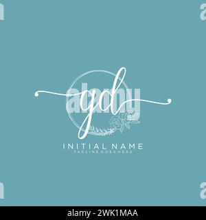 GD Initial handwriting logo with circle Stock Vector