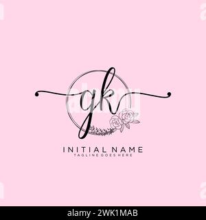 GK Initial handwriting logo with circle Stock Vector