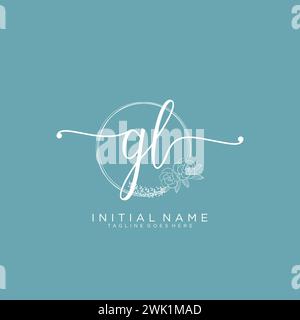 GL Initial handwriting logo with circle Stock Vector