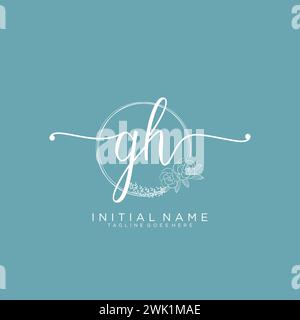 GH Initial handwriting logo with circle Stock Vector