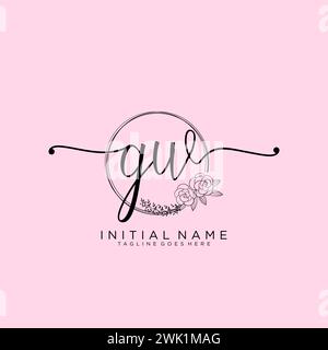 GW Initial handwriting logo with circle Stock Vector