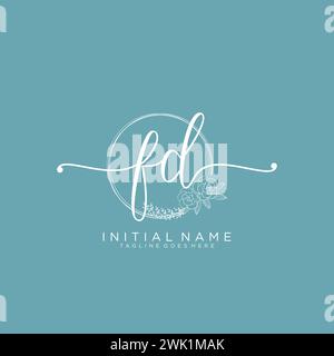 FD Initial handwriting logo with circle Stock Vector