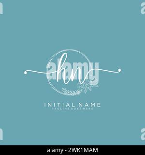 HN Initial handwriting logo with circle Stock Vector