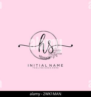 HS Initial handwriting logo with circle Stock Vector