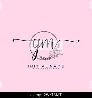 GM Initial handwriting logo with circle Stock Vector