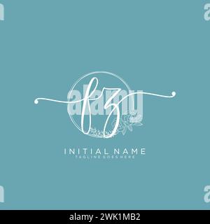 FZ Initial handwriting logo with circle Stock Vector