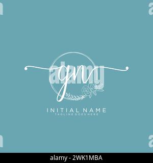 GN Initial handwriting logo with circle Stock Vector