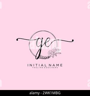 GE Initial handwriting logo with circle Stock Vector