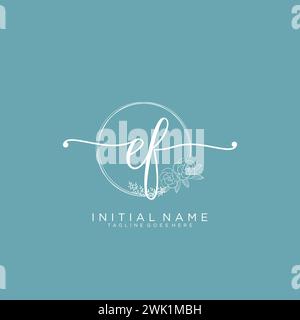EF Initial handwriting logo with circle Stock Vector