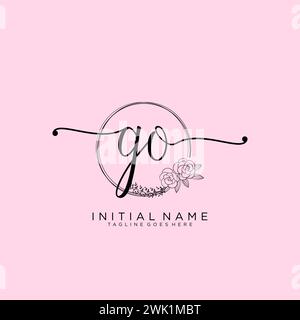 GO Initial handwriting logo with circle Stock Vector