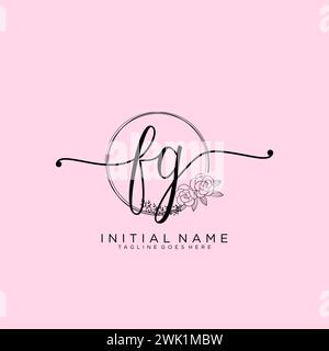 FG Initial handwriting logo with circle Stock Vector