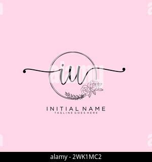 IU Initial handwriting logo with circle Stock Vector