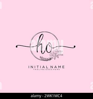 HO Initial handwriting logo with circle Stock Vector