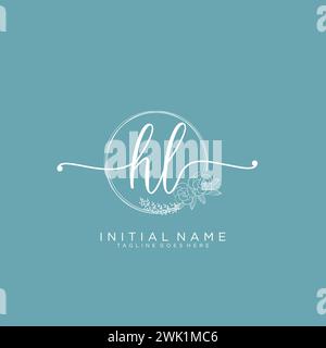 HL Initial handwriting logo with circle Stock Vector