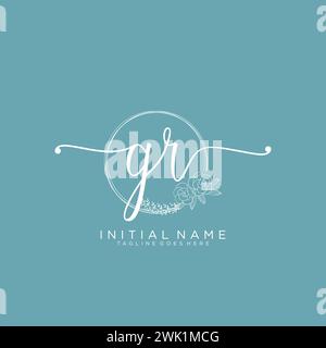 GR Initial handwriting logo with circle Stock Vector
