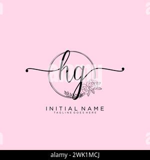 HG Initial handwriting logo with circle Stock Vector