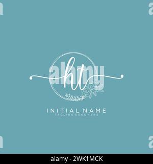 HT Initial handwriting logo with circle Stock Vector