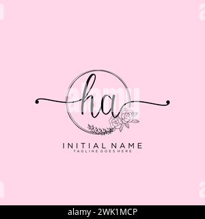 HA Initial handwriting logo with circle Stock Vector
