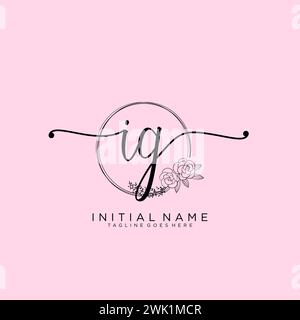 IH Initial handwriting logo with circle Stock Vector