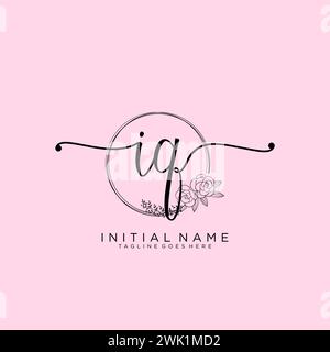 IQ Initial handwriting logo with circle Stock Vector