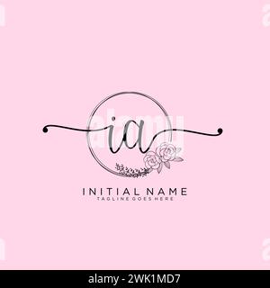 IA Initial handwriting logo with circle Stock Vector