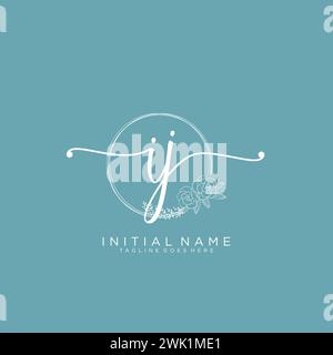 IJ Initial handwriting logo with circle Stock Vector
