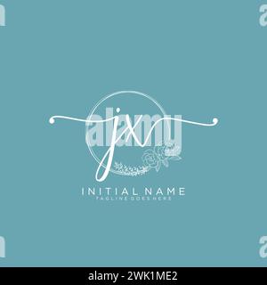 JX Initial handwriting logo with circle Stock Vector