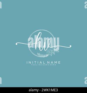 HV Initial handwriting logo with circle Stock Vector