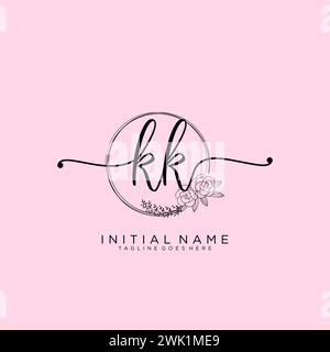 KK Initial handwriting logo with circle Stock Vector