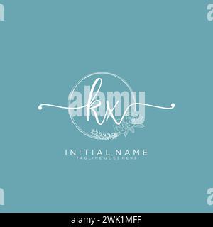 KX Initial handwriting logo with circle Stock Vector