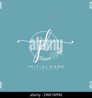 JL Initial handwriting logo with circle Stock Vector