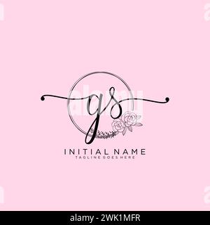 GS Initial handwriting logo with circle Stock Vector