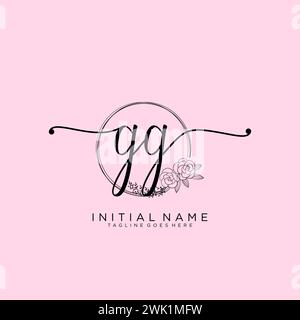 GG Initial handwriting logo with circle Stock Vector
