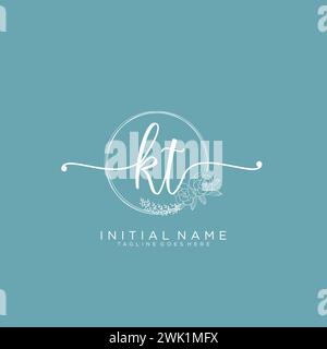 KT Initial handwriting logo with circle Stock Vector