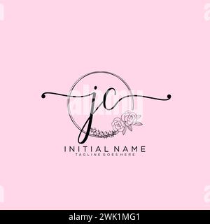 JC Initial handwriting logo with circle Stock Vector