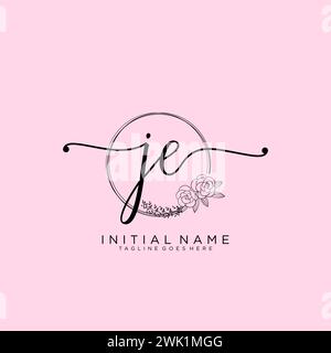 JE Initial handwriting logo with circle Stock Vector