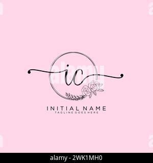 IC Initial handwriting logo with circle Stock Vector