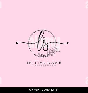 LS Initial handwriting logo with circle Stock Vector