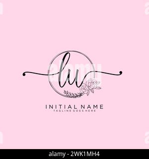 LU Initial handwriting logo with circle Stock Vector