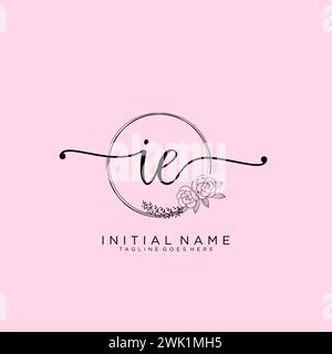 IE Initial handwriting logo with circle Stock Vector