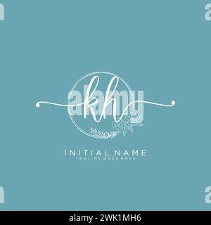 KH Initial handwriting logo with circle Stock Vector
