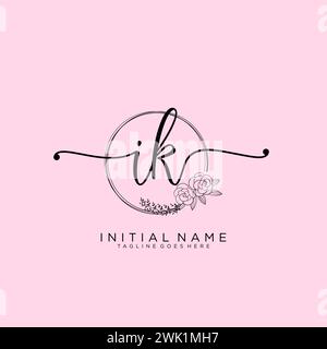 IK Initial handwriting logo with circle Stock Vector