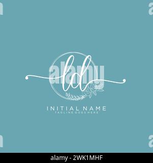 LD Initial handwriting logo with circle Stock Vector