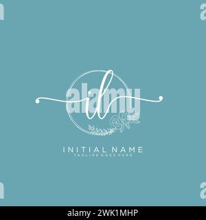 IL Initial handwriting logo with circle Stock Vector