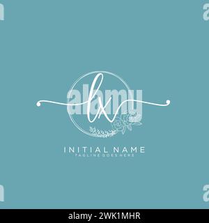 LX Initial handwriting logo with circle Stock Vector