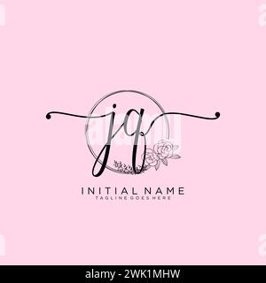 JQ Initial handwriting logo with circle Stock Vector