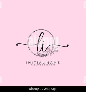 LI Initial handwriting logo with circle Stock Vector